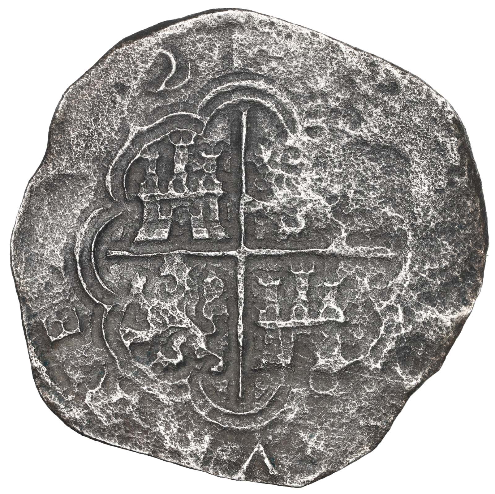 © fundación numismáticos colombianos.  Anverso de la primera moneda acuñada en el Nuevo Reino de Granada, en 1621.