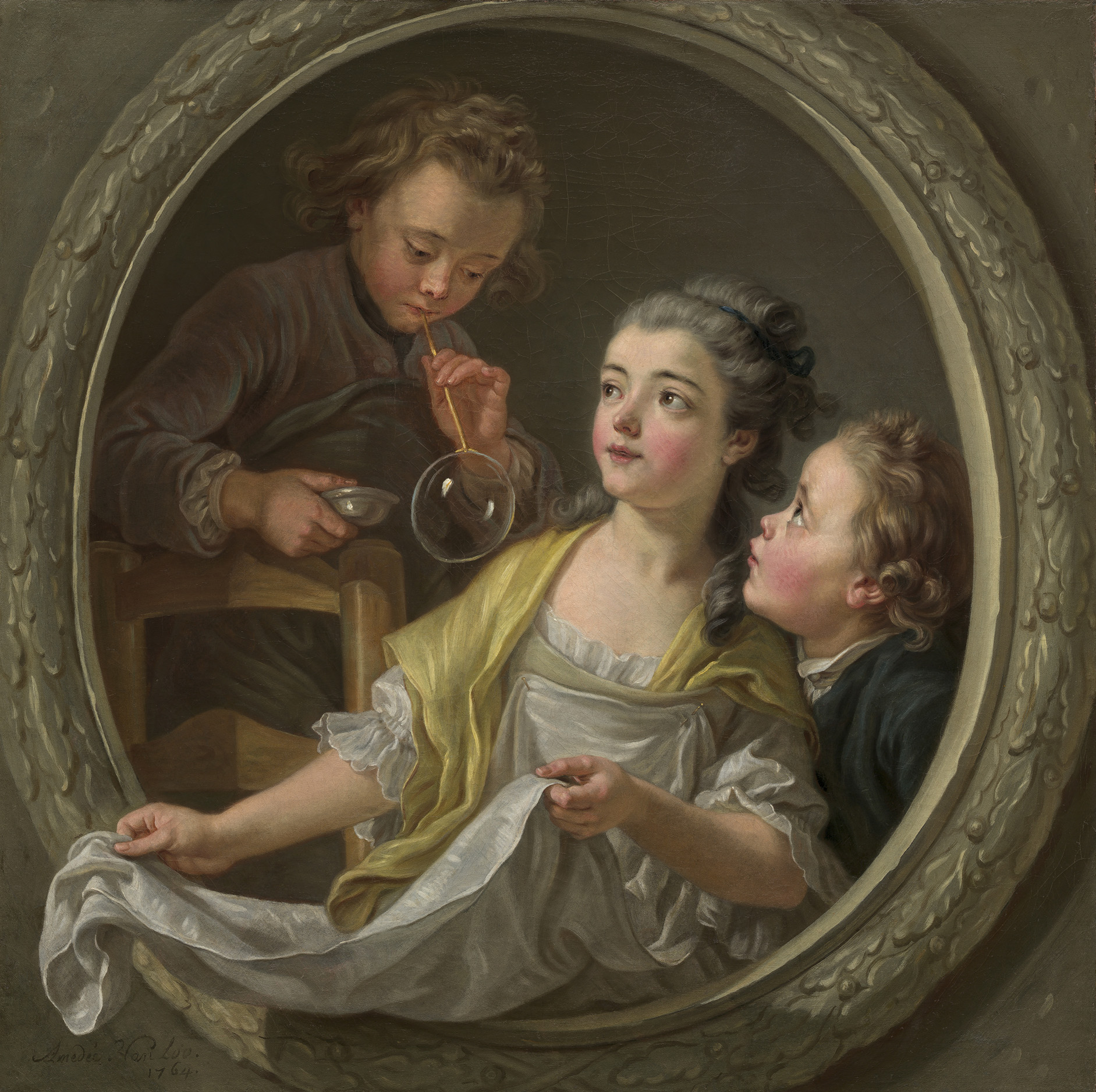 Pompas de jabón, Amédée Philippe Van Loo (1764).
