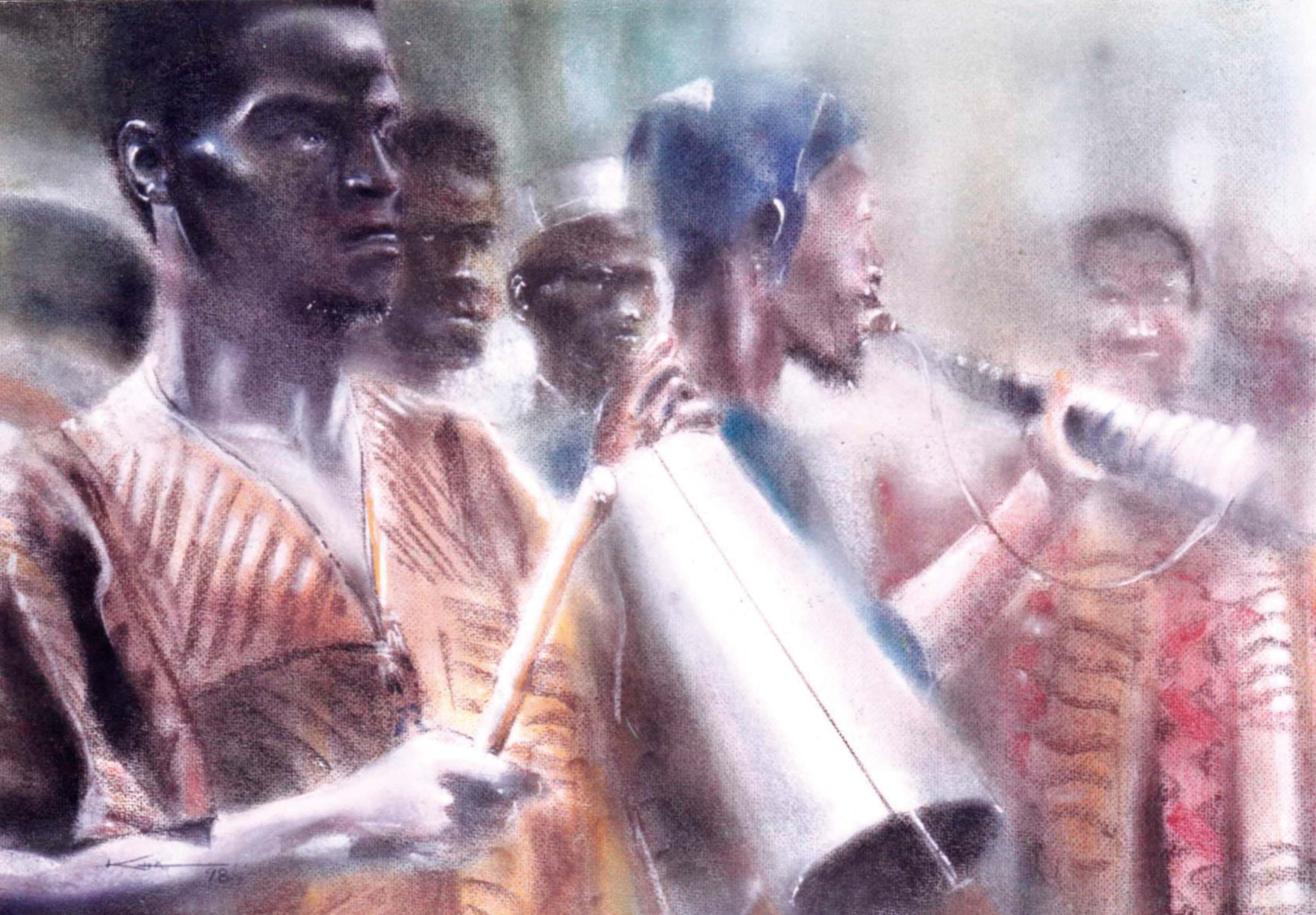 The Gong Gong, pintura al pastel de Kwame Addo (1999).