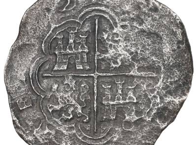 © fundación numismáticos colombianos.  Anverso de la primera moneda acuñada en el Nuevo Reino de Granada, en 1621.